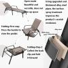 ZIRIA Outdoor Foldable Swimming Pool Sun Lounger, Home Balcony nap Chair, Outdoor Garden Leisure Lounge Chair, 5-Position Adjustable backrest, Suitable for Gardens, Camping, Swimming Pools, Beaches view 4