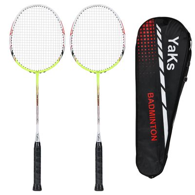 2pcs 3U Full Carbon Professional Ultra Light High Elastic Adult Student Training Badminton Racket Set Durable Type Yellow-White