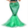 FEESHOW Women's Mermaid Tail Halloween Costumes Party Shiny Sequins Long Skirt D2018#Green X-Large view 2