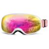 OutdoorMaster Owl Snowboarding Goggles For Glasses OTG Kids UV Protection Anti Fog Ski Goggles(White Frame+VLT 13% Revo Pink) view 1