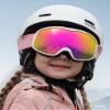 OutdoorMaster Owl Snowboarding Goggles For Glasses OTG Kids UV Protection Anti Fog Ski Goggles(White Frame+VLT 13% Revo Pink) view 2