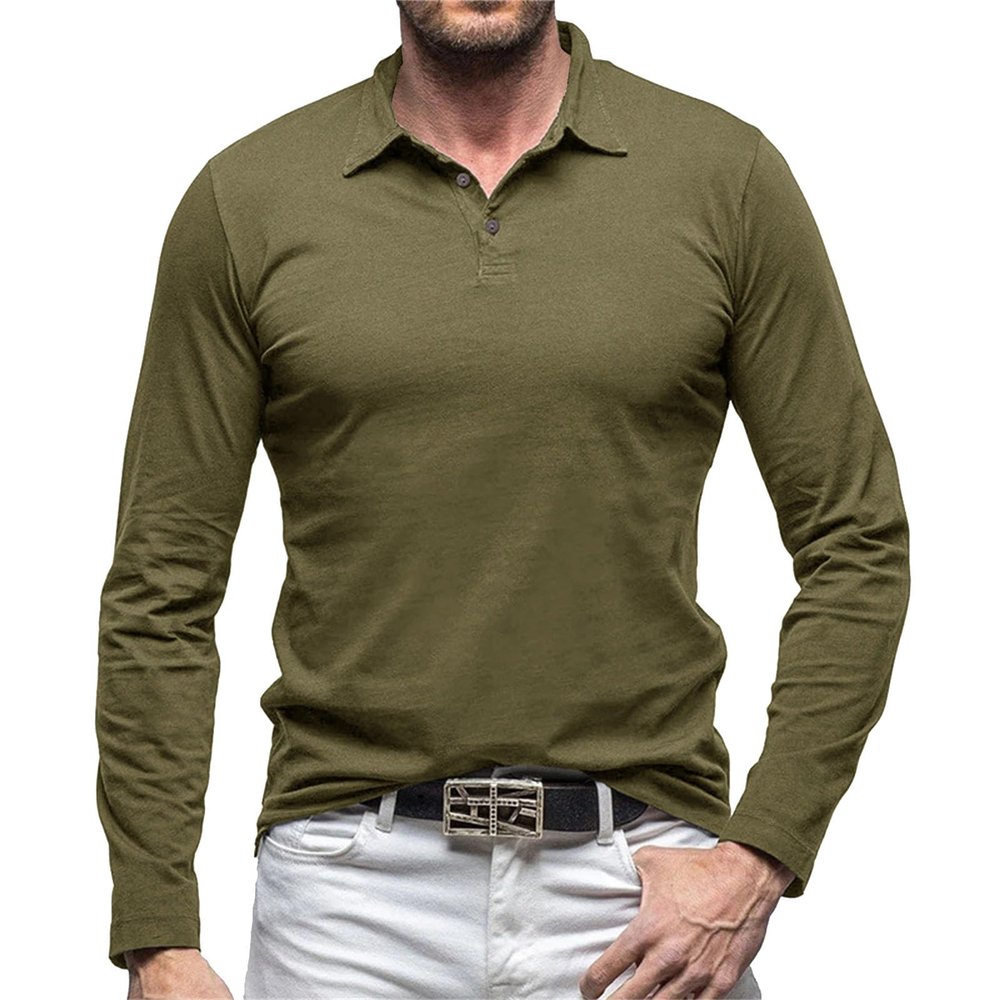 Mens Henley Shirts Long Sleeve Basic Pique Pullover T-Shirt with Pocket Lightweight Fashion Button Cotton T Shirts Thermal Underwear Henley Top Casual Slim Fit Lightweight Shirts Green