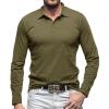 Mens Henley Shirts Long Sleeve Basic Pique Pullover T-Shirt with Pocket Lightweight Fashion Button Cotton T Shirts Thermal Underwear Henley Top Casual Slim Fit Lightweight Shirts Green view 1