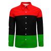 Pan African Flag Hawaiian Shirt for Men Long Sleeve Button Down Summer Tee Shirts Tops M view 3
