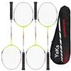 4pcs 3U Full Carbon Professional Ultra Light High Elastic Adult Student Training Badminton Racket Set Durable Type Yellow-White view 1