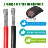 8 Gauge Marine Wire Tinned Copper Boat Cable, Standard USA OFC Oxygen Free Copper Wire for Automotive Boat Speakers Solar Outdoors (8 Gauge 5FT Red+5FT Black) view 2