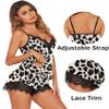 Avidlove Pajama Set for Women 2 Piece Sexy Pajamas Cami Pajamas Set Lace Sleepwear Soft (Black Leopard,XXL) view 4
