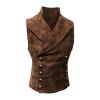 ZYXTIM Oversized Vintage Western Sleeveless Vest Mens Slim Fit Metal Double Breasted Suede Leather Retro Vest with Pockets Brown view 1