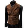 ZYXTIM Oversized Vintage Western Sleeveless Vest Mens Slim Fit Metal Double Breasted Suede Leather Retro Vest with Pockets Brown view 2