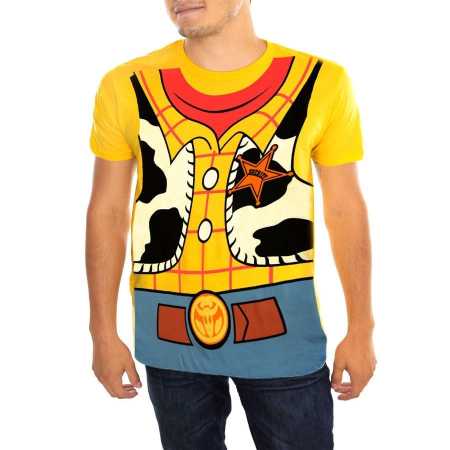 ANIMATION SHOPS Woody Cowboy Sheriff Costume T-Shirt (Large, Yellow, Woody)