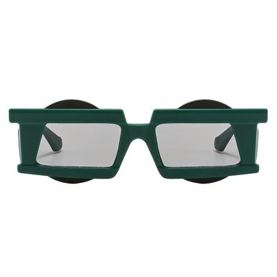 willochra Fashion Unique Polygon Square Double Color Sunglasses Women 2023 Retro Designer Men Trending Rivets Gradient Sun Glasses (green)