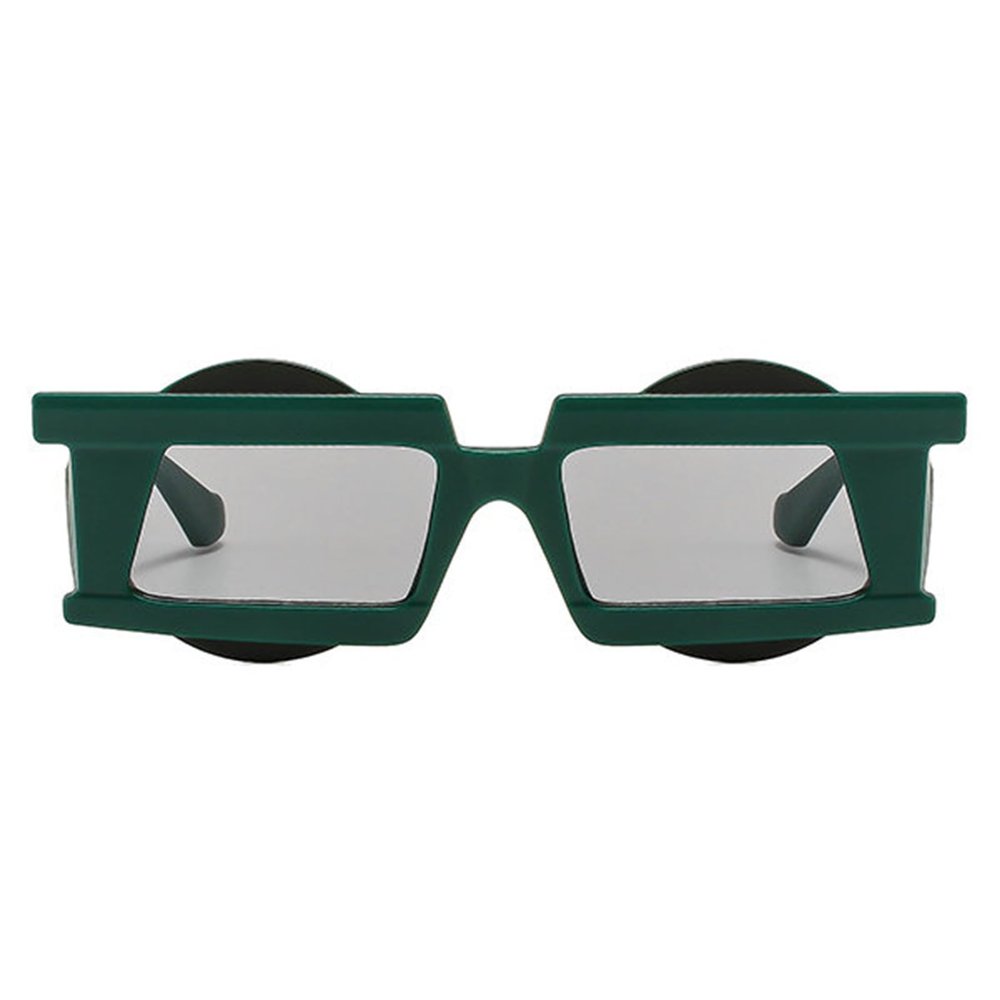 willochra Fashion Unique Polygon Square Double Color Sunglasses Women 2023 Retro Designer Men Trending Rivets Gradient Sun Glasses (green)