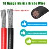 10 Gauge Marine Wire Tinned Copper Boat Cable, Standard USA OFC Oxygen Free Copper Wire for Automotive Boat Speakers Solar Outdoors (10 Gauge 30FT Red+30FT Black) view 2