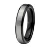 4 mm Engagement Rings Tungsten Carbide for Women Black Silver Color with Beveled Edges Brushed Comfort Fit view 1