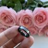 4 mm Engagement Rings Tungsten Carbide for Women Black Silver Color with Beveled Edges Brushed Comfort Fit view 2