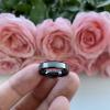 4 mm Engagement Rings Tungsten Carbide for Women Black Silver Color with Beveled Edges Brushed Comfort Fit view 3