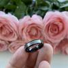 4 mm Engagement Rings Tungsten Carbide for Women Black Silver Color with Beveled Edges Brushed Comfort Fit view 4