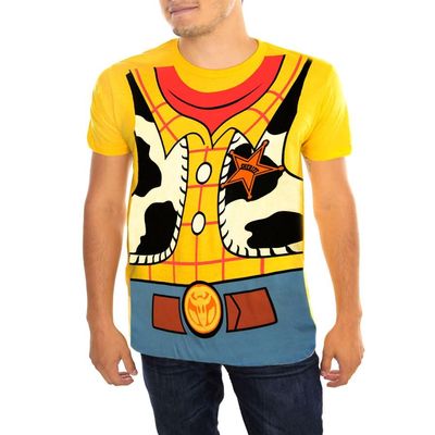 ANIMATION SHOPS Woody Cowboy Sheriff Costume T-Shirt (Medium, Yellow, Woody)