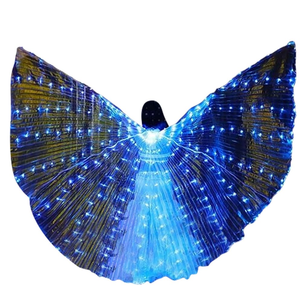 Kaskamo LED Belly Dance Costume - Sparkle and Shine Light Up LED IsIs Wings for Women Adults- Stunning Carnival Rave Attire for Christmas Halloween Party (Blue)