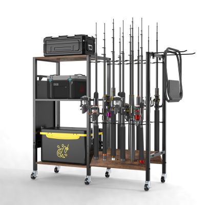aledaras Fishing Rod Holders, Fishing Pole Holders, Fishing Gear Tackle Cart, Fishing Equipment Organizers for Garage, Fits Most Rods of 1.57" (40mm) Diameter, hold up to 12 Rods or Combos