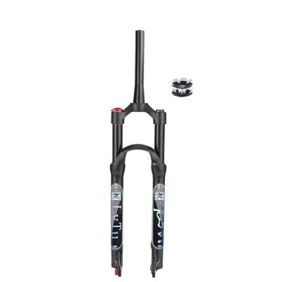 LvTu Mountain Bike Suspension Fork 26 27.5 29 inch, 140mm Travel Tapered and Straight Threadless Rebound Adjustment Front Fork - Black (Color : Tapered Manual Lockout, Size : 26 inch)