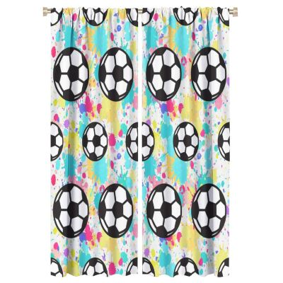 Sport Soccer Curtains Abstract Oil Paint Soccer Ball Funny Football Window Drapes Rod Pocket Curtains Darkening Thermal Insulated for Living Room 2 Panels 63" L x 21" W