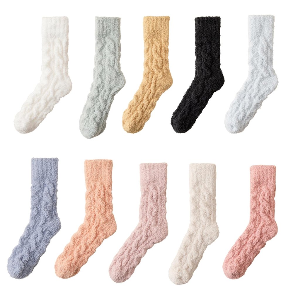 5/10 Pairs Thicker Warm Coral Fleece Socks,Soft Fluffy Cozy Slipper Socks,Winter Warm Cozy Socks for Men and Women (10 Pairs,one Size)