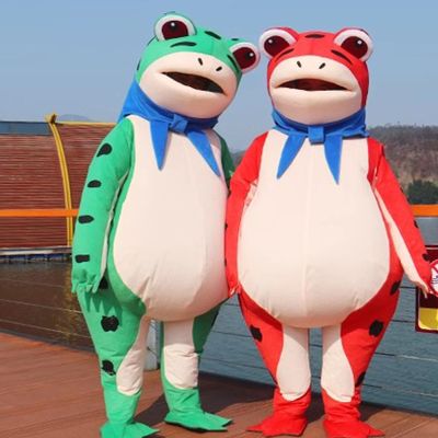 Frog costume Adult Frog Mascot Costume,Inflatable Frog Costume,Halloween Costumes For Adults (Large: 5" to 5'7", Greener)