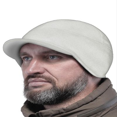 2SBR 2SABERS Fleece Winter Beanie with Visor - Men Women - Earflap Brim Skull Watch Cap Hat White