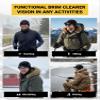 2SBR 2SABERS Fleece Winter Beanie with Visor - Men Women - Earflap Brim Skull Watch Cap Hat White view 4