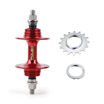 POLSO FH001 20 24 32 36 Holes Fixie Hub with 17T Wheel Cogs Fixed Gear Bike Hub Bicycle Parts (Red 32-32H)