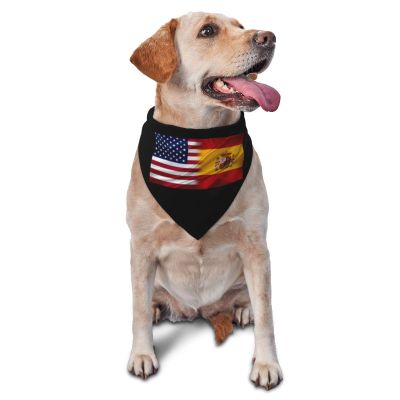 Spain America Flag Dog Scarf Pet Bandana Cat Pet Bibs