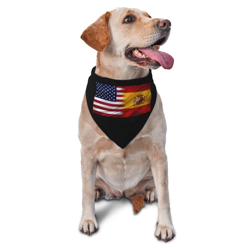 Spain America Flag Dog Scarf Pet Bandana Cat Pet Bibs