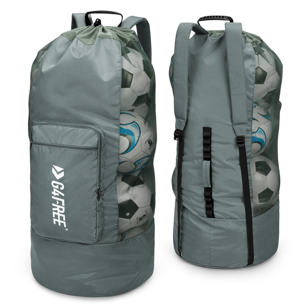 G4Free Extra Large Mesh Ball Bag Soccer Ball Bag Basketball Bag Football Bag Equipment Large Storage Carry Bag Volleyball Bag for Soccer Basketball Football Volleyball Swimming Grey