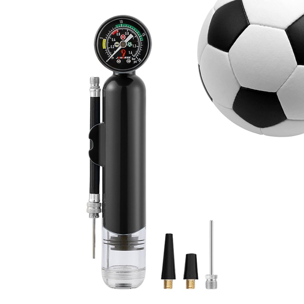 Jisoudia Sport Pump - Ball Pump with Compact Pressure Gauge, Air Pump with Detachable Hose for Football, Basketball, Football, Volleyball, Water Polo, Netball, Gymnastics Ball