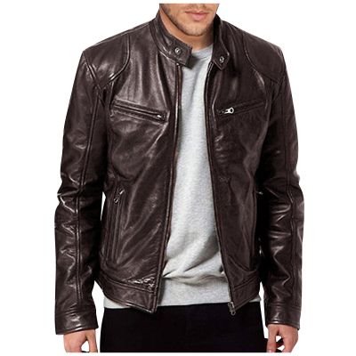 Motorcycle Jacket Winter Jacket Mens Winter Jacket Men'S Leather Jacket Fashion Autumn Winter Warm Casual Leather Zipper Long Sleeve Jacket Coat Brown Large