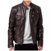 Motorcycle Jacket Winter Jacket Mens Winter Jacket Men'S Leather Jacket Fashion Autumn Winter Warm Casual Leather Zipper Long Sleeve Jacket Coat Brown Large view 1