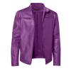 Leather Jacket Men Fall Jackets Work Jackets For Men Leather Jackets For Men Fashion Autumn Winter Warm Casual Leather Zipper Long Sleeve Jacket Coat Purple Large view 2