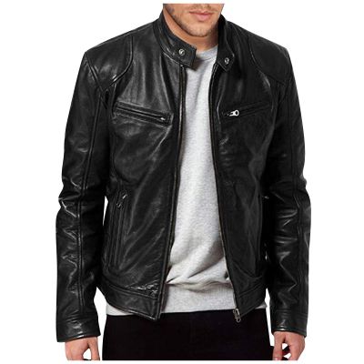 Jackets For Men Flannel Jacket Athletic Jacket Oversized Jacket Fashion Autumn Winter Warm Casual Leather Zipper Long Sleeve Jacket Coat Black X-Large