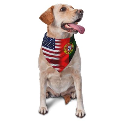 Portugal America Flag Dog Scarf Pet Bandana Cat Pet Bibs