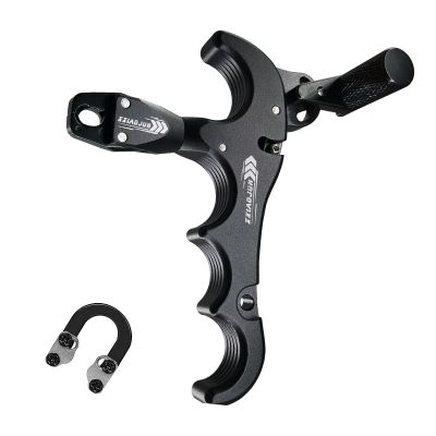 xxiaojun Compound Bow Aid Releaser and D Loop RopeAdjustable Can Rotate 360 Thumb Release Bow Aluminum Alloy AidsArchery Release Aids with Anti-Slip Grain. (4 Fingers-Non-Slip Spreading-Black)