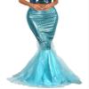 JEATHA Women Shiny Fishtail Skirt Cascading Tulle Fish Scale Print Maxi Skirt Mermaid Cosplay Costume Blue Large view 1