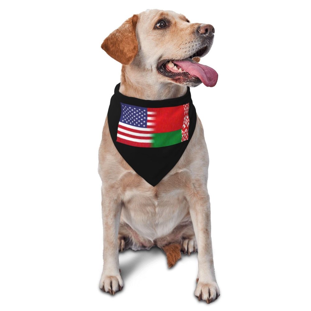 Belarus America Flag Oil Painted Dog Scarf Pet Bandana Cat Pet Bibs