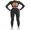SUUKSESS 2 Piece Workout Sets for Women Long Sleeve Gym Sets Woman Butt Lifting Leggings Open Back Crop Tops view 4