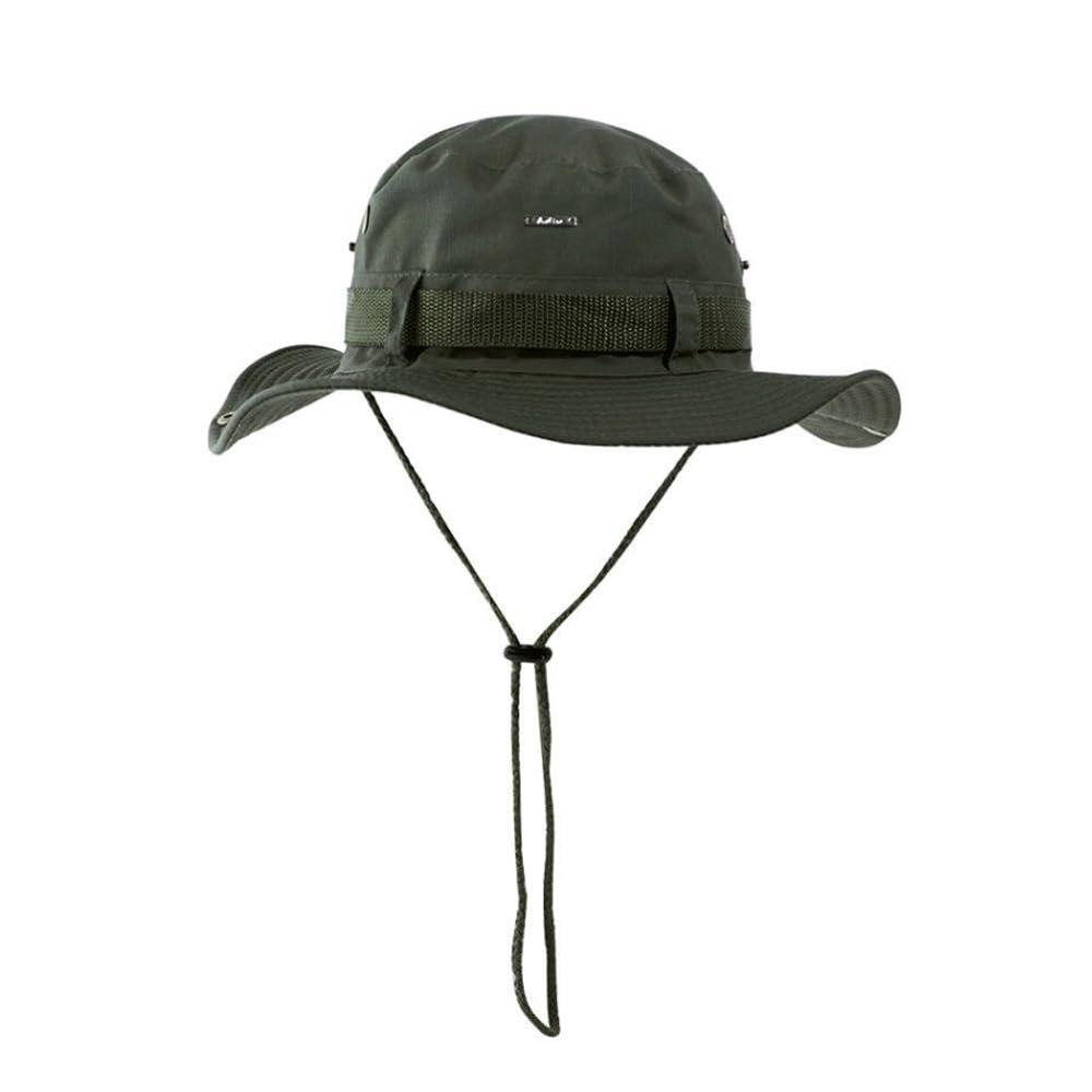 WITHMOONS Cotton Wide Brim Boonie Bush Hat Outdoor Fishing Camping Hat Safari Cap YZ80201 (Khaki)