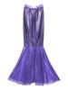JEATHA Women Shiny Fishtail Skirt Cascading Tulle Fish Scale Print Maxi Skirt Mermaid Cosplay Costume Purple X-Large view 4