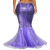 JanJean Women Shiny Fishtail Skirt Mermaid Cosplay Costume Cascading Tulle Fish Scale Print Maxi Skirt Purple Small view 2