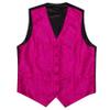Barry.Wang Hot Pink Mens Paisley Tie and Vest Set with Pocket Square Cufflinks WaistCoat Suit for Tuxedo 5PCS view 4