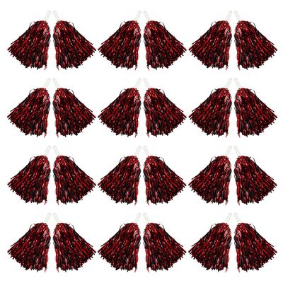 Hooshing 24PCS Red and Black Pom Poms Cheerleading Metallic Cheer Pom Poms with Plastic Handles for Team Sports Party Dance