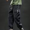 JEKE-DG Men's Loose Mid-Waist Cargo Pants Cotton Tether Multi-Pocket Overalls Trousers Casual Joggers Pants (Medium,Black) view 3